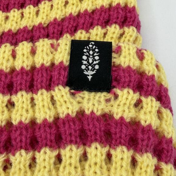 Free People Movement Stripe It Up Cool Down Beanie Size ALL NWT Rose/Yellow - Picture 3 of 9